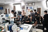 医局での撮影セッティング