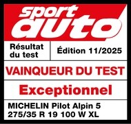 2025 Sportauto Vainqueur du test Exceptionnel MICHELIN Pilot Alpin 5