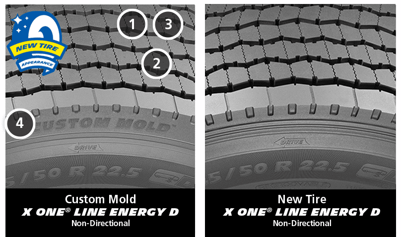 Michelin X ONE® LINE ENERGY D Custom Mold Retread / Recap