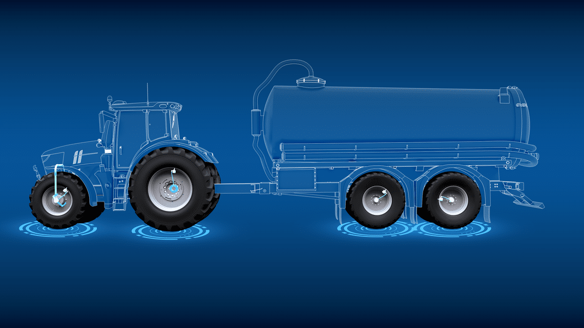 3D modeling of a tractor and a slurry trailer equipped with a remote inflation system (CTIS)