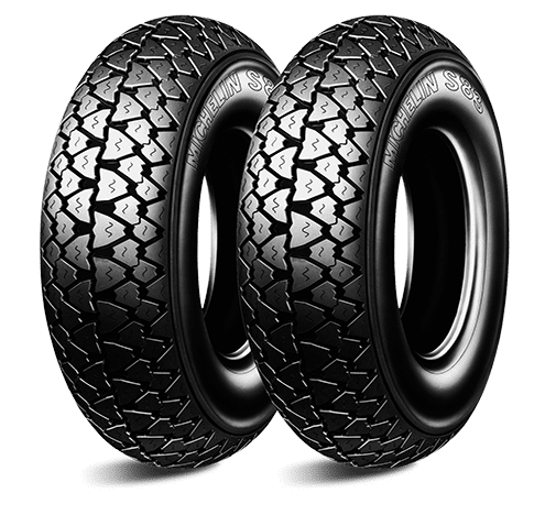2 MICHELIN TYRE S83 R10 2 TUBES SIZE 3.5 PAIR OF 2 COMPLETE WHEELS MOUNTED FOR THE VESPA PX 125 150 200 WITH 2 RINGS 