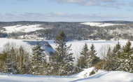 View of mountains covered in snow, winter in New Brunswick